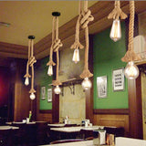 Popxstar Edison Vintage Chandelier Lamp American Retro Hemp Rope Pendant Light Industrial Hanging Lamps Creative Loft Home Decor