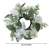 Popxstar 25cm Wedding Christmas Candlestick Wreath Artificial Flower Plants Candle Aromatherapy Ring Holder Table Centerpiece Decoration