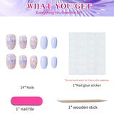 Popxstar 24pcs Short Oval Nails, Press on Nails, Removable and Reusable,Sky Blue Fake Nail Artificial Nailsfor Women and Girls Daily Wear