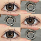 Popxstar 2PCS Big Grey Contact Lenses for Eyes Myopia Colored Contact Lens Natural Brown Pupils Gradient Contact Lens Black Lens