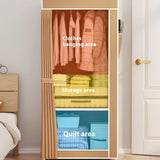 Popxstar Minimalism Fabric Wardrobes Bedroom Plastic Storage Wardrobes Storage Cabinet Dust Proof Foldable Clothing Hanger with Curtains