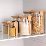 Popxstar  3pcs Sealed PET Storage Tank with Spoon and Sealing Cover, Suitable for Kitchen, Seasoning, Nuts, Snacks, Kitchen Storage Bottle