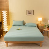 Popxstar Fitted Sheet Solid Color Mattress Cover With Elastic Band Bed Sheet Single Double Queen Size Bedsheet High Quality Fit Sheet