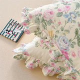 Popxstar  2pcs Flower Prints Ruffles 100% Cotton Pillowcases 48x74cm Sizes Cushion Cover for Bed Floral Style Adults Kids Pillowslip