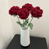 Popxstar 1pc Knitted Rose Single Bouquet Artificial Flower Living Room Decor Ornaments Flower Arrangement Wedding Valentine's Day Gifts