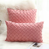 Fashion Car Backrest Cushion Cover Soft Faux Suede Home Decorative Navy Blue Pillow Cover Woven Pattern Green 45x45cm/30x50cm