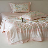 Luxury 100% Lyocell Floral Pattern Summer Blanket Set or 1Pcs Natural Eucalypthus Fabric Cooling Quilt Silk Filling Comforter