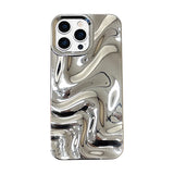 Fashion Silver 3D Unique Water Wave Texture Phone Back Cover For iPhone 17 Air 16 15 13 12 11 Pro Max Case