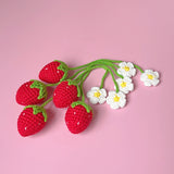 Popxstar New Handmade Crochet Strawberry Hanging Ornament Daisy Flower Handbag Decor Knitting Key Pendant Home Table Decor Kid Gift DIY