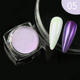 Popxstar Aurora Pearl Nude Pink White Nails Glitter Dust Chrome Moonlight White Rubbing on Powder Shell Mirror Pigment Nail Art Supplies