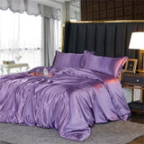 Popxstar High-end Blending Natural Mulberry Silk Bedding Set Luxury Satin Silky Queen Size Duvet Cover Set with Sheets King Size Bed Set