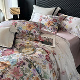 Popxstar  Premium 1000TC Egyptian Cotton American Oil Painting Style Flower Print Bedding Set Duvet Cover Bed Sheet Set Pillowcases 4Pcs