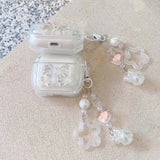 Popxstar Korean Clear Bow knot Star Bell Keychain Case For Airpods Pro 2 Earphone Charging Box Bag Cover For Airpod 1/2/3/4 Soft Shell