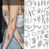 Popxstar Butterfly Fake Tattoo for Woman Black Flower Tattoo Sketch Tattoo Sticker  Rose Blossom Tattoo Temporary Waterproof