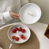 Popxstar 2Pcs/1Pc Ceramic Rabbit Ear Plate Cute Rabbit Ear Plate High-End Dinner Plate Fruit Plate Exquisite Girls Biscuit Plate Home Dessert Plate Suitable for Home Meal Party Dinner Plate Fruit Plate Gift