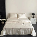Popxstar  60S Lyocell Bamboo Fiber Flower Embroidery Summer Quilt Bedding Set Soft Silky Thin Comforter Blanket With Bed Sheet Pillowcases