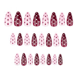 Popxstar  Red/Pink Almond Fake Nails 24Pcs Full Cover Acrylic Press On Nails with Polka Dot Designers Cool Girls Charm Manicure Nails Art