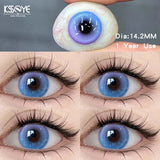 1pair Anime Cosplay Contact Lenses Color Contact Lenses for Eyes Pink Lenses Blue Pupils Halloween Beauty Makeup Contacts