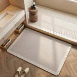 Popxstar Absorbent Bath Rug Mat Bathroom Non-slip Area Bath Rug Home Decor Cream Beige Stripes Area Rugs Toilet Entrance Diatom Mud Mat