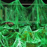 Popxstar Luminous Spider Web,Stretchy Artificial Cobweb with Fake Spiders,Halloween Decorations,Outdoor Horror Haunted House Decor Props