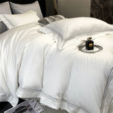 Popxstar  1000TC Egyptian Cotton Premium Solid Color Luxury Embroidery Bedding Set Soft Duvet Cover Flat Bed Sheet Pillowcases 4Pcs