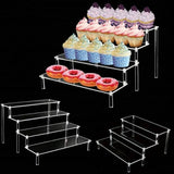 Popxstar  Acrylic Risers for Display 2-5 Tier Acrylic Display Stand Perfume ,Clear Cupcake Stand Holder for Figures Dessert Doll Shelves