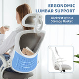 Popxstar Mesh Ergonomic Office Computer Desk Chair Flip-up Arms Adjustable Headrests Comfortable Lumbar Support For Home Office