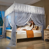 Popxstar Embroidery Lace Palace Mosquito Net with Stainless Steel Bracket Square Princess Mosquito Tent for Bed Double Bed Nets Canopy