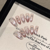 Popxstar Handmade Press on Nails Blue Aurora Mermaid Fake Nail Patches Wearable Detachable French Pearl Almond False Nail Tips 10pcs