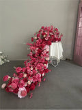 Popxstar pink colour Rose Large Flower Row Artificial Flower Row Runner Wedding Backdrop Decor Floral Wall Party showcase decoration prop