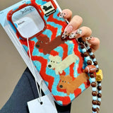Popxstar Cartoon Striped Sausage Dog With Chain Suitable For IPhone 16 Promax Phone Case Apple 15 Pro New Model