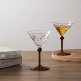 Popxstar  Retro Colorful Polka Dots Glass Cup Transparent Cocktail Glasses High Footed Cocktail Champagne Glasses Home Bar Party Drinkware