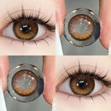 Popxstar Colored Contact Lens Nature Brown 2 Pcs Year New Lenses with Myopia Degree Grade 0.00- 8.00 Soft Lens