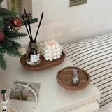 Popxstar Retro Japanese Solid Wood Tray Earring Jewelry Plate Perfume Shelf Cosmetics Storage Entrance Key Storage Tray Home Decorations