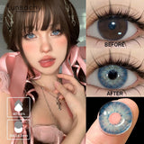 Popxstar  1 pair Colorcon Contact Lenses for Eyes Black Lenses Beautiful Cosmetic Pupil Blue Lenses Big Eyes Contacts Lens Yearly