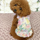 Floral Printed Ruffle Dog Dress Summer Doggie Dress for Small Dog Outfits Teacup Chihuahua Clothes Pet Puppy Birthday Dress