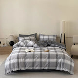3pcs 100% Cotton Solid Color/two-color/striped/checkered Print Bedding, 1PC Duvet Cover 2PC Pillowcases Soft and Skin-friendly