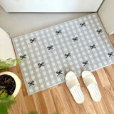 popxstar New Plaid Bow Knot Door Mat Korean Ins Waterproof Carpet Anti Slip Resistant To Dirt Silk Ring Mat PVC Bathroom Kitchen Carpet