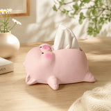 Cute Lying Pig Ceramic Tissue Box Reusable Decorative Ceramic Pig Tissue Box Ornament Household Paper Storage Box