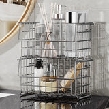 Stainless Steel Hanging Bathroom Shelf Shower Caddy Over Rod Bathroom Storage Basket With Towel Hooks Toiletries Organizer Rack