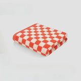 Popxstar Vintage Plaid Bath Towel Checkerboard Hand Towel Absorbent Face Bathroom Home Hotel Outdoor Comfortable Towels Kawaii