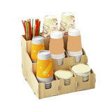 Multi-Cell Disposable Paper Cup Storage Shelf Space Saving Large Capacity Paper Cup Dispenser Durable Cup Straw Storage Rack