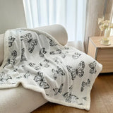 Popxstar  New double-layer cationic jacquard butterfly-dyed multi-functional blanket Tafu  lamb wool blanket