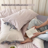 popxstar Double Sided Stripes Bow Pillow Case 48x74cm Soft Comfortable Covers Cotton Pillow Cover Pillow Sham for Beds Home Decoration