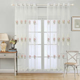 Popxstar Luxury Pink Peony Embroidery Tulle Curtain For Living Room Bedroom American Pastoral Flower White Sheer Voile Drapes Custom