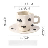 Popxstar  Creative Halloween Ceramic Mug Disc Set Household Kitchen Coffee Cup Plates Pumpkin Bat Milk Oat Breakfast Cup Set Festival Gift