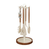 8 Hooks Rotating Spatula Rack Stable Base Movable Kitchen Utensil Stand Anti Slip Space Saving Spatula Storage Rack Countertop