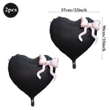 Popxstar  Heart-shaped Foil Balloon with Bow for Women Birthday Party Weddings Baby Shows Valentine's Day Anniversary Photograph  Decor
