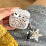 Popxstar Glitter Sequins Bling Earphone Case For AirPods 1 2 3 4 Protective Cover Funda with Keychain for Apple Airpods 3rd 4th Gen Pro 2