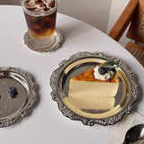 Popxstar Stainless Steel Plate Cake Tray Afternoon Tea Dessert Dish Jewelry Storage Tray Dessert Table Snack Dish Display Home Supplies